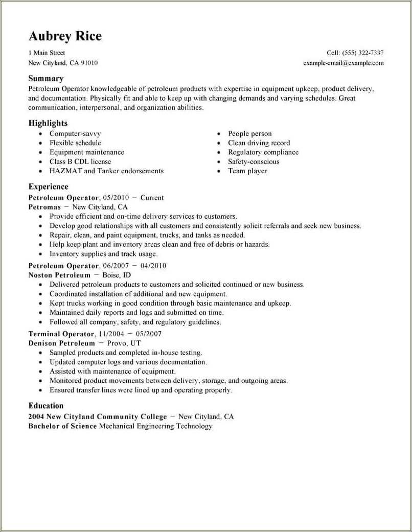 refinery-operator-resume-objective-examples-resume-example-gallery