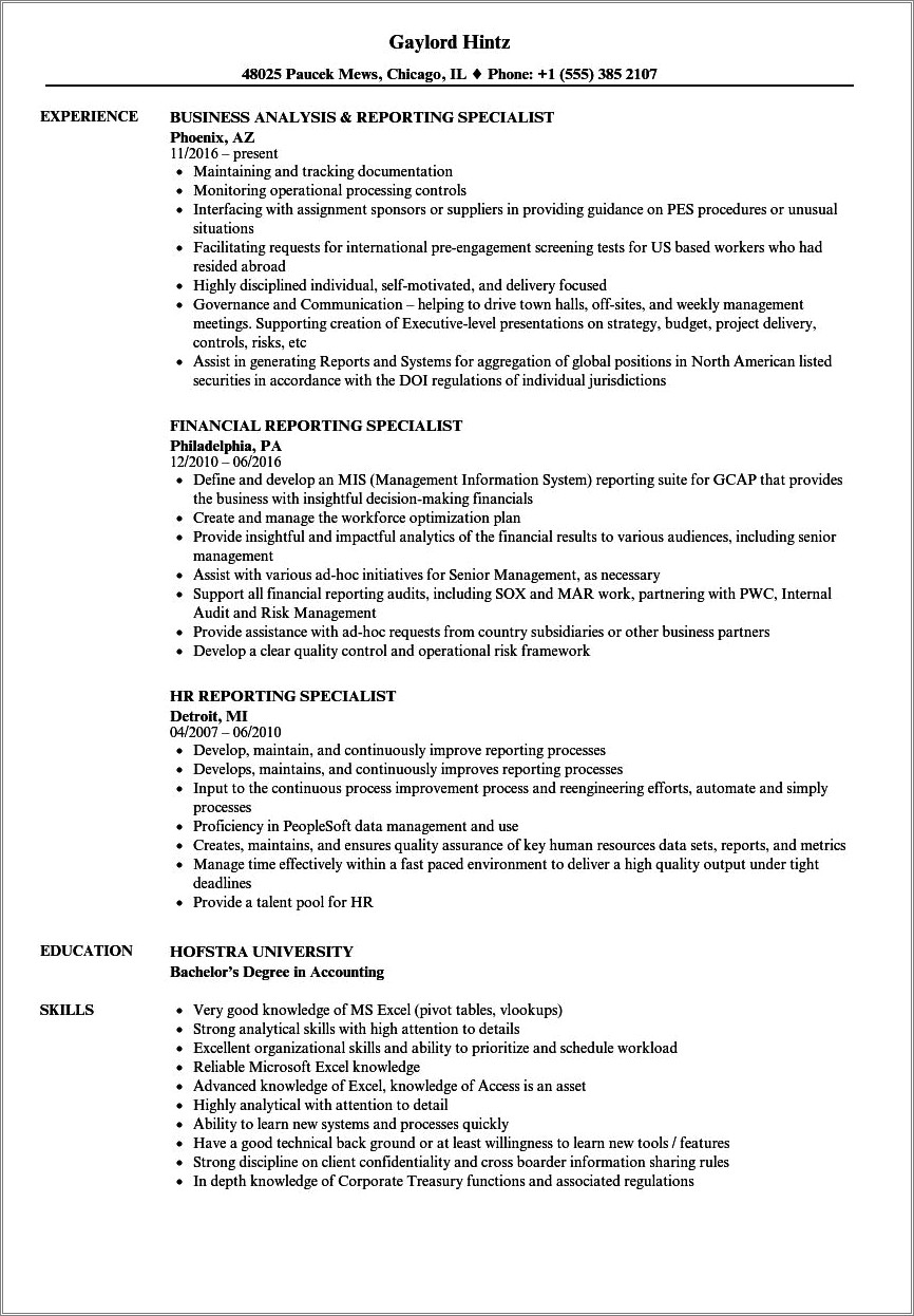 Report Writing Skills On Resume - Resume Example Gallery