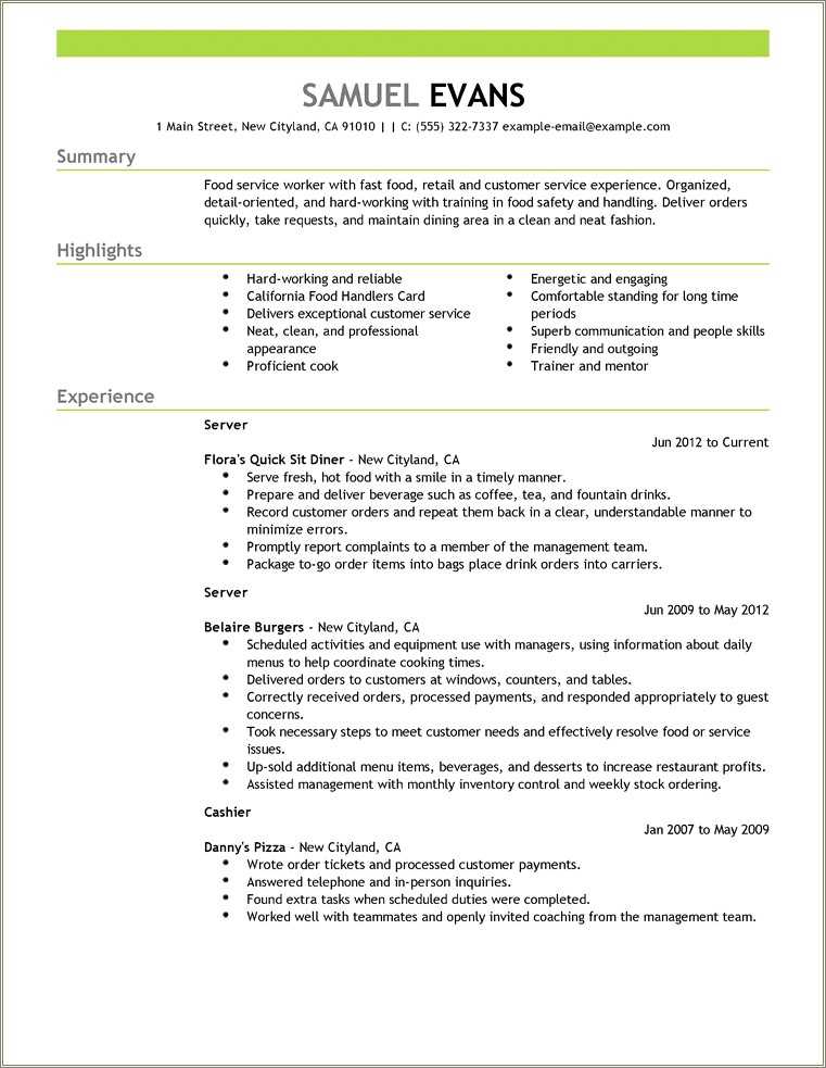 Restaurant Cashier Skills For Resume Resume Example Gallery