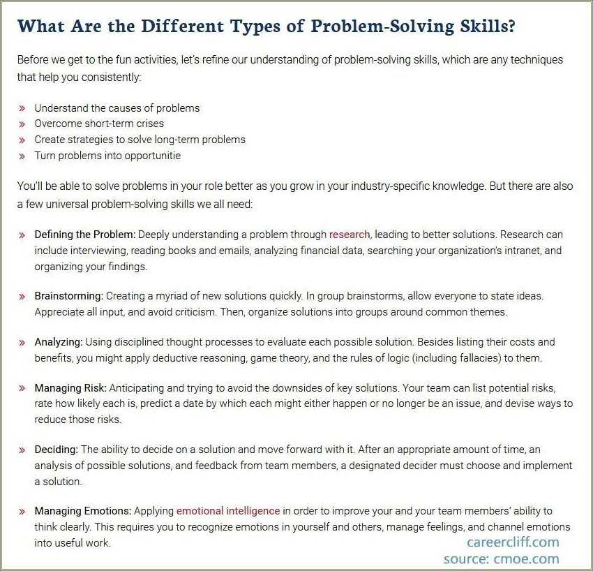 problem-solving-cv-skills