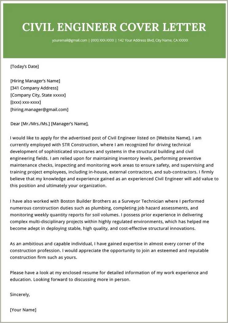 Resume Cover Letter Examples Engineering - Resume Example Gallery