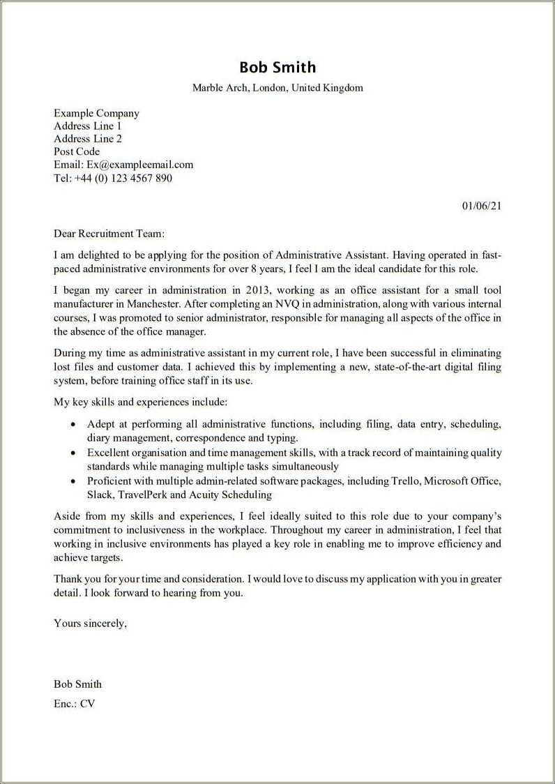 Resume Cover Letter Sample Administrative Assistant - Resume Example ...