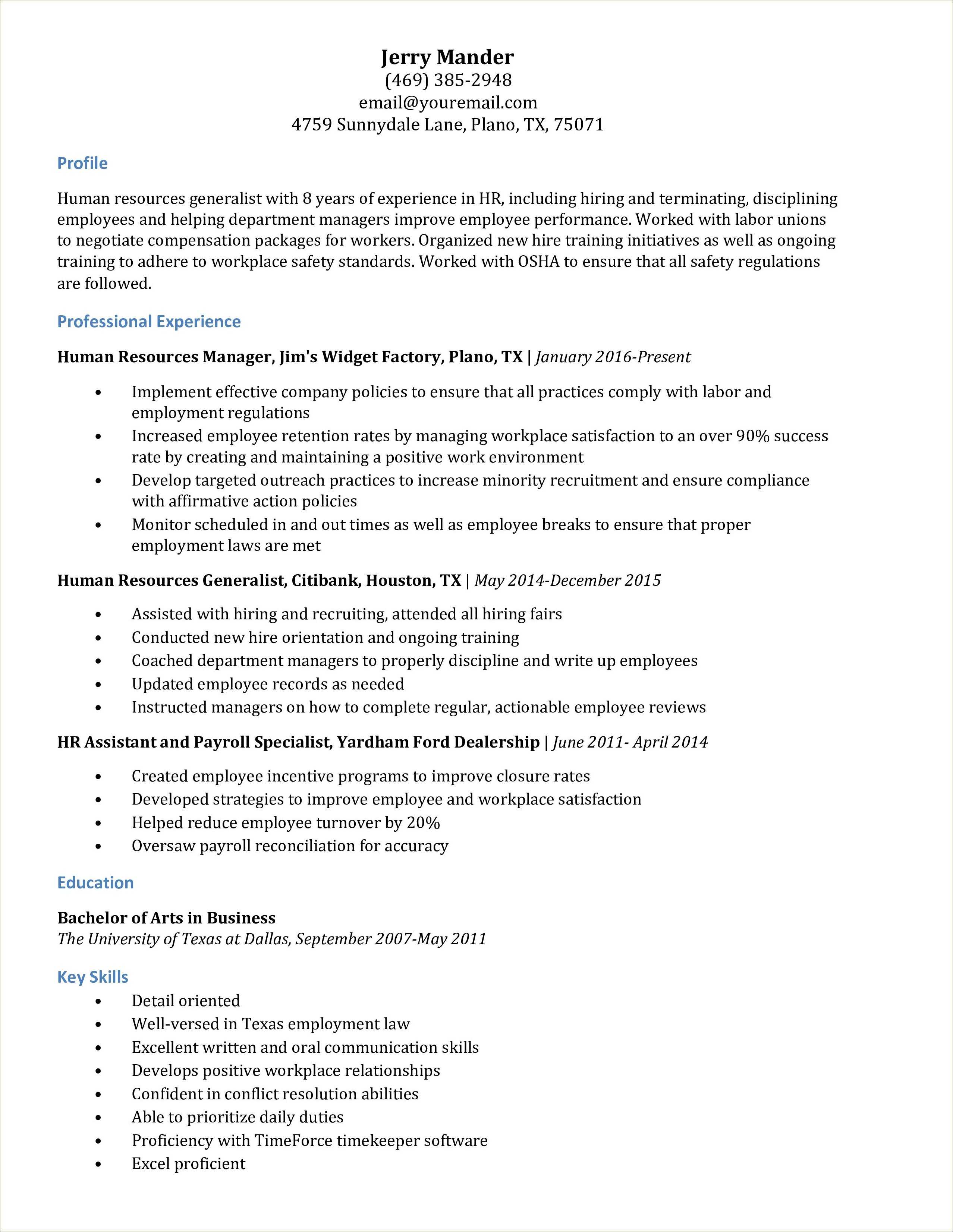 Resume Wording For Training New Employees - Resume Example Gallery