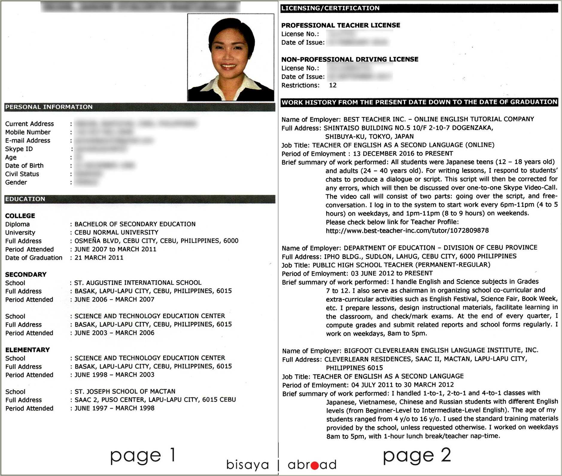 resume-educational-background-sample-philippines-resume-example-gallery