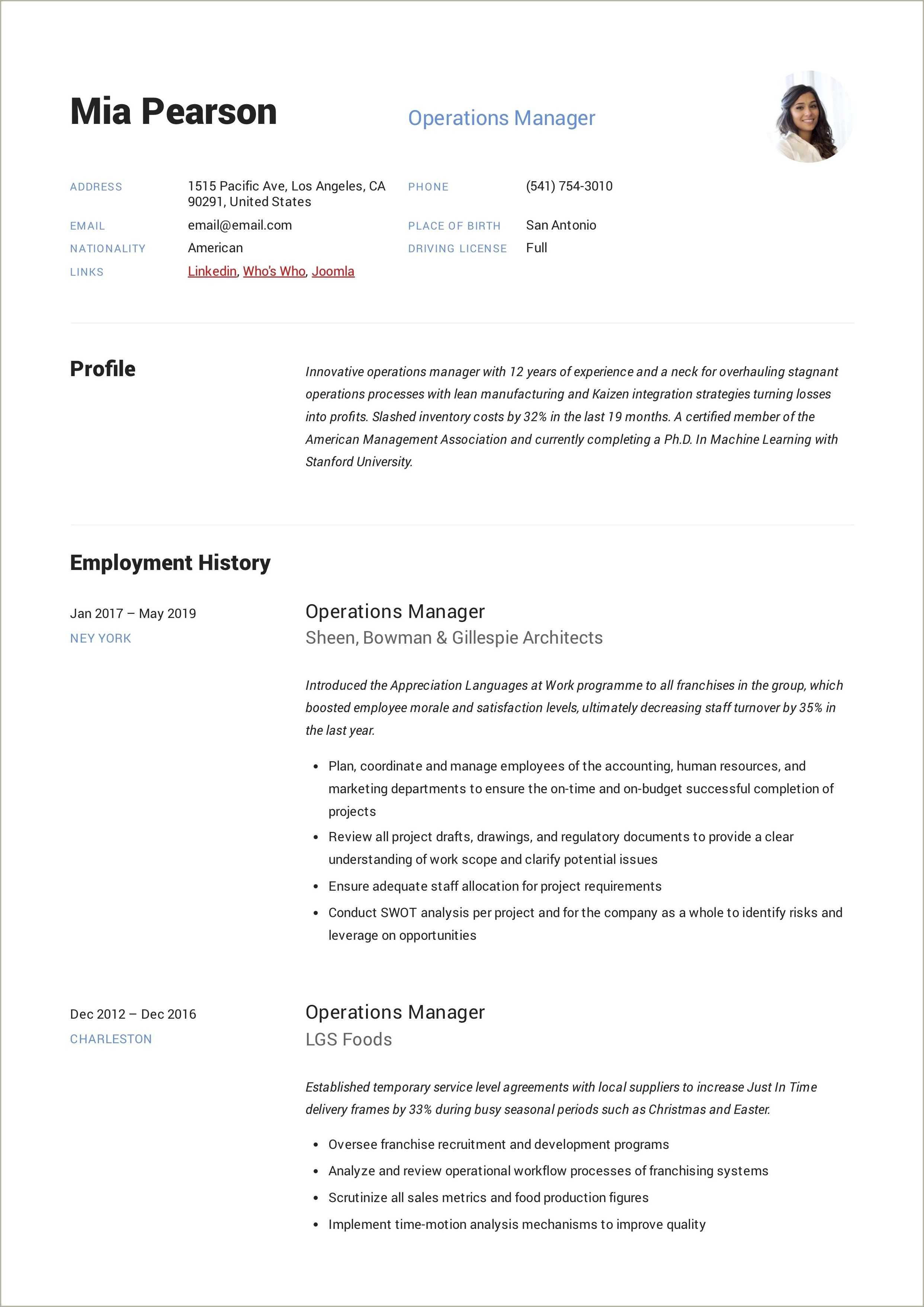 Resume Example For Supervisor Using Sap Wms - Resume Example Gallery