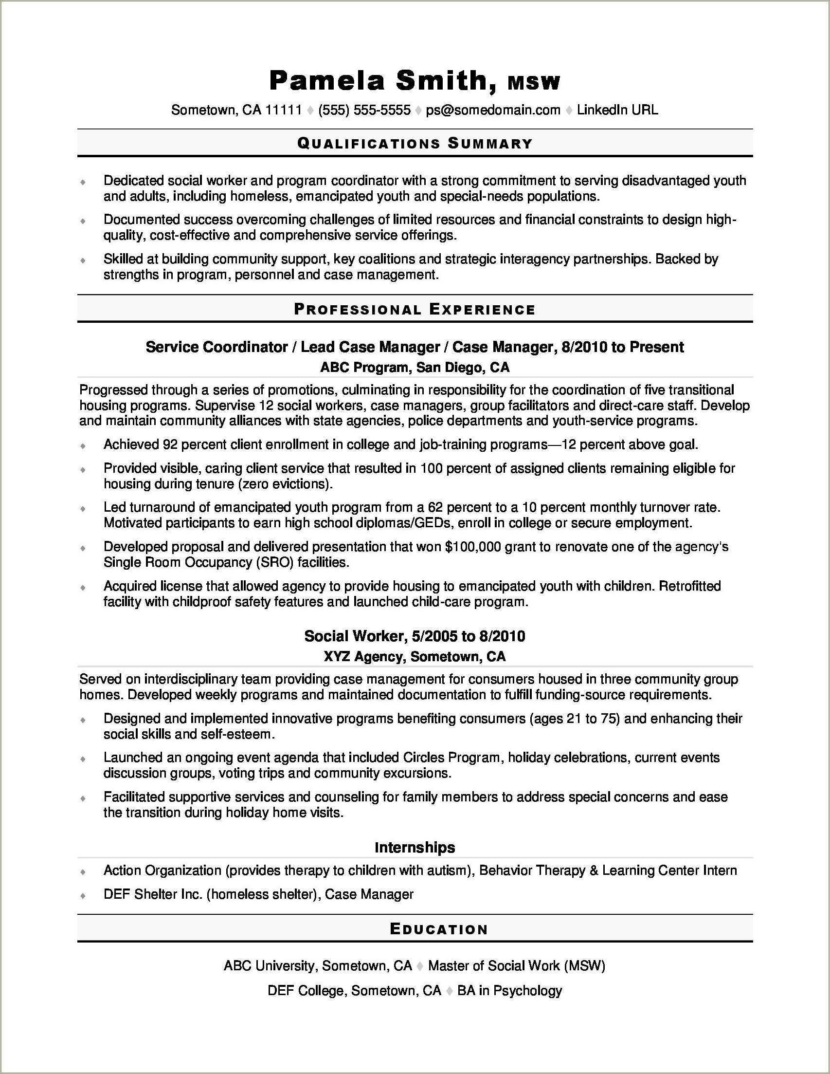 Resume Example With Career Summary - Resume Example Gallery