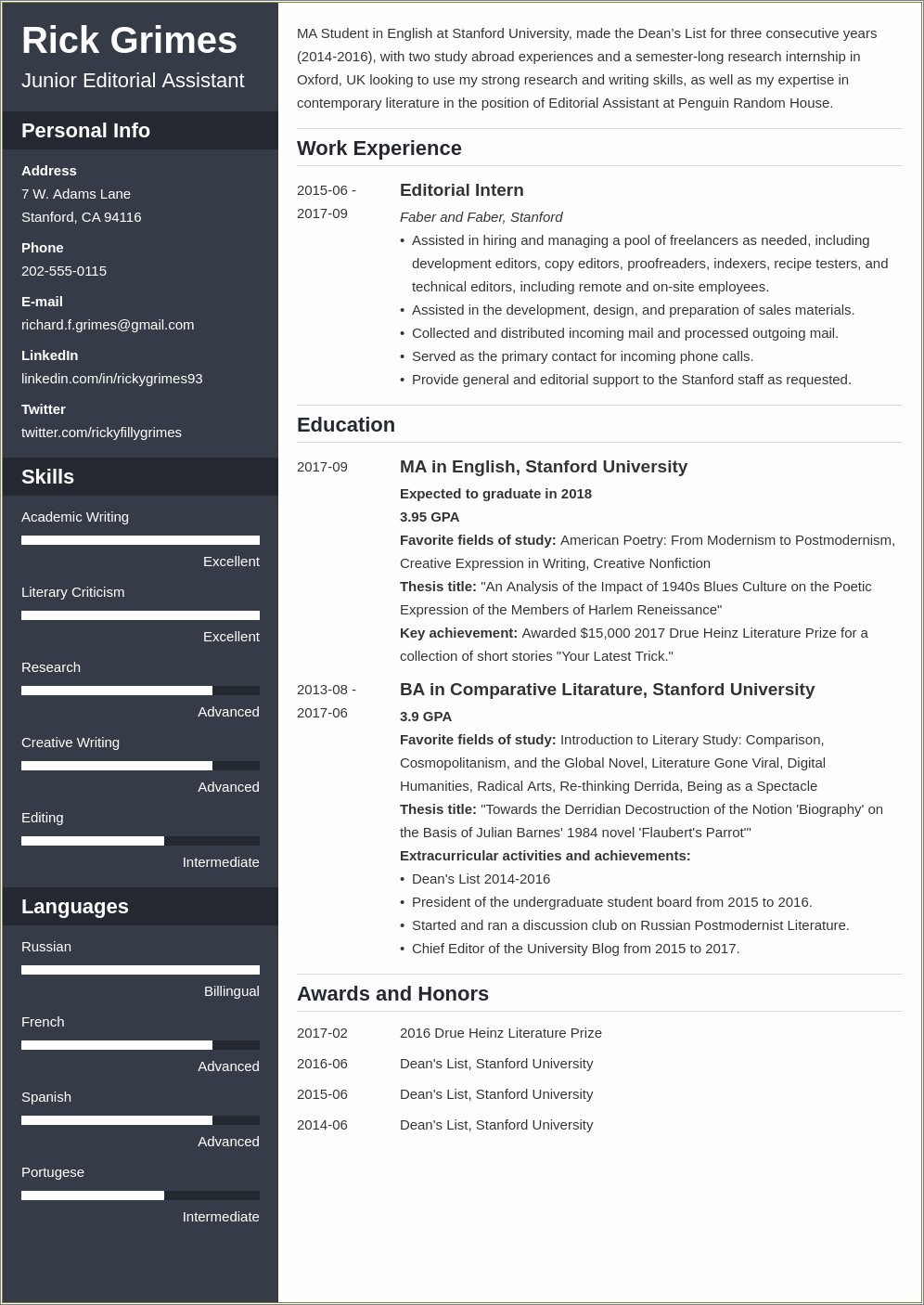 Resume Examples For Entry Level Positions - Resume Example Gallery