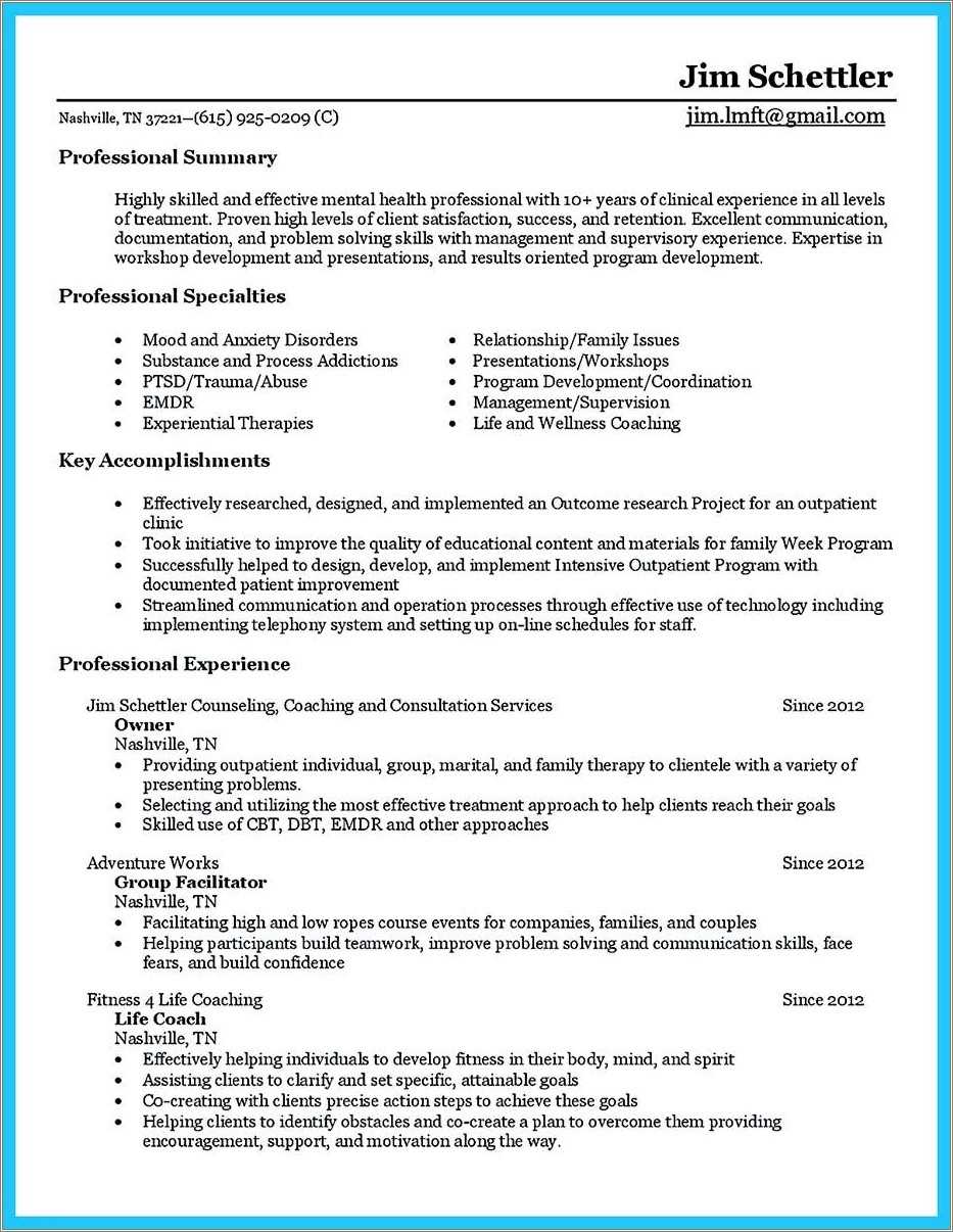 Resume Examples For Licensed Professional Counselor - Resume Example ...