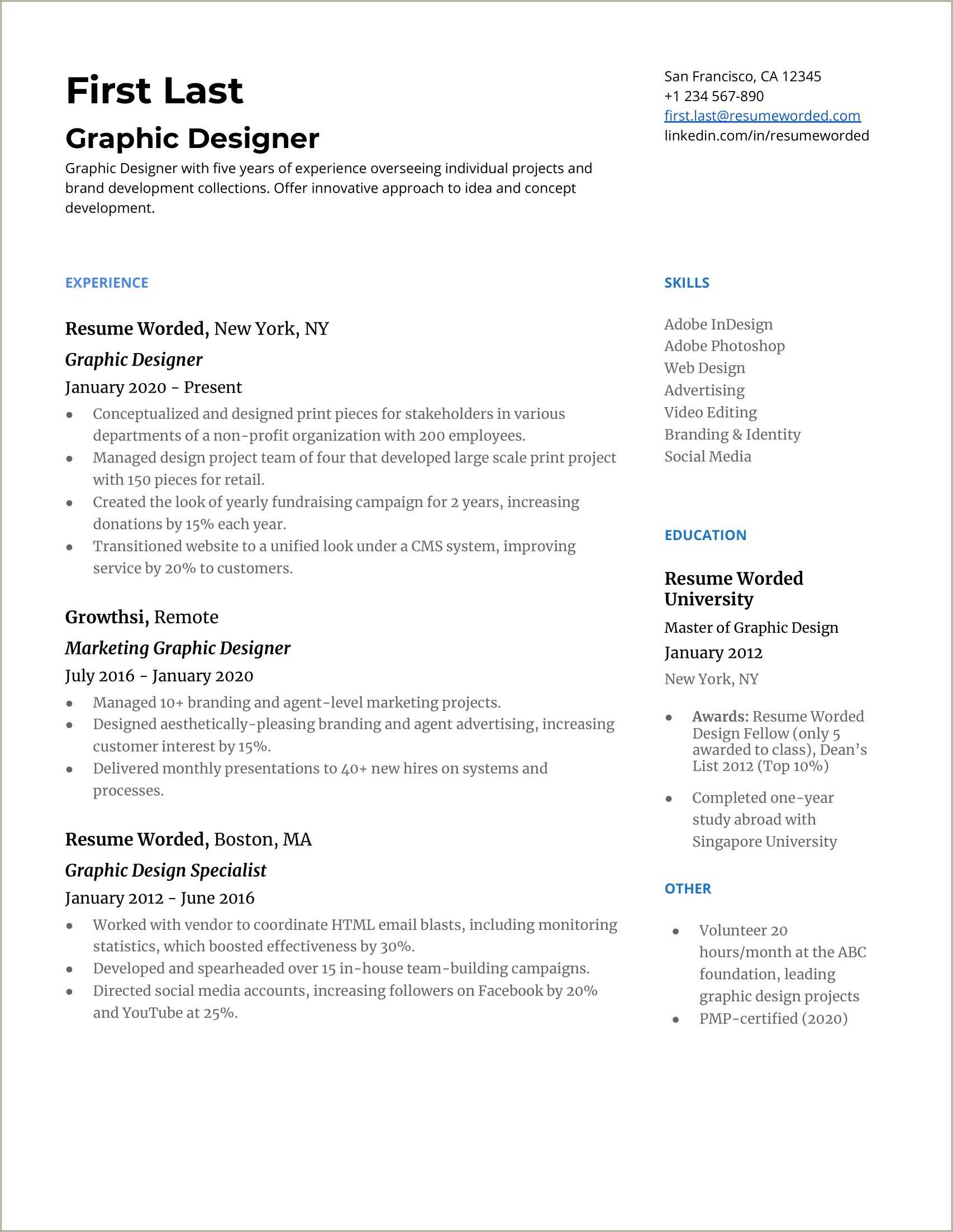 Graphic Designer Resume Examples 2018 - Resume Example Gallery