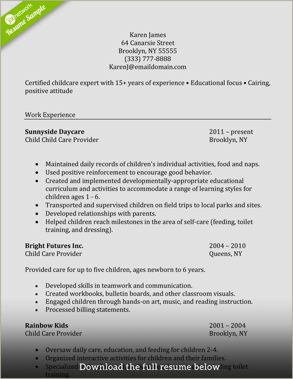 Resume Examples Home Daycare Provider - Resume Example Gallery