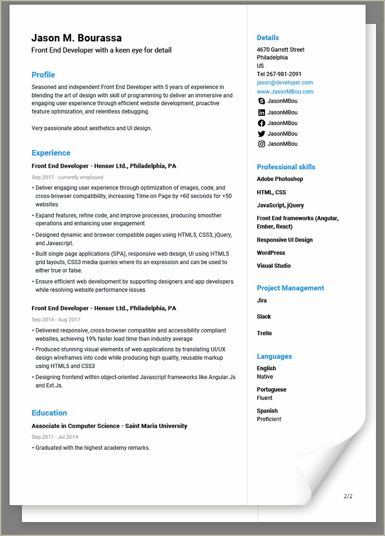 Resume Examples In English Pdf Resume Example Gallery