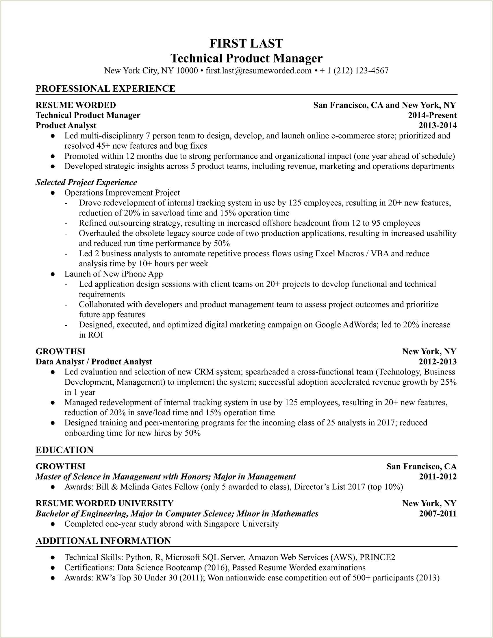 Resume Examples With Bullet Points Resume Example Gallery