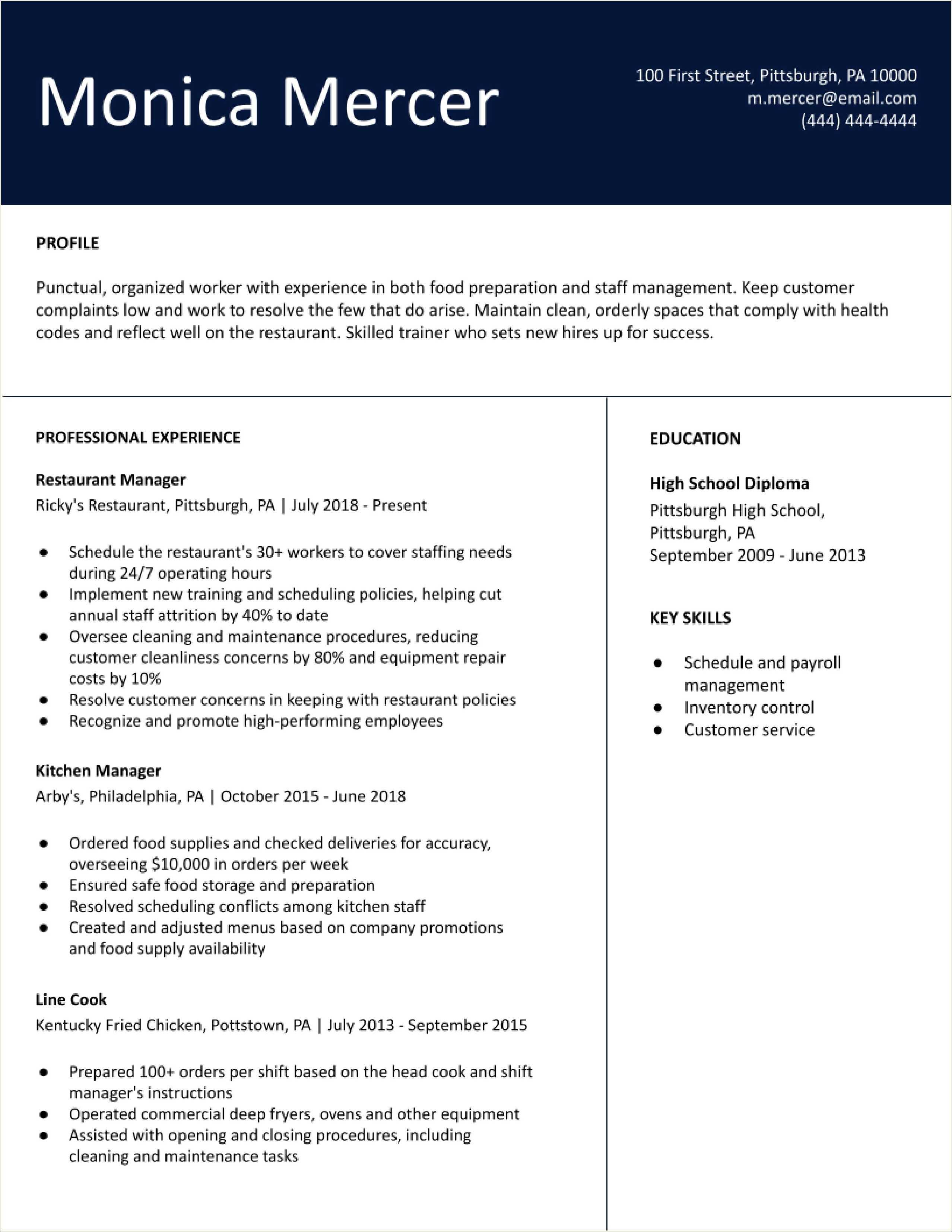 Resume For Fast Food Job No Experience Resume Example Gallery