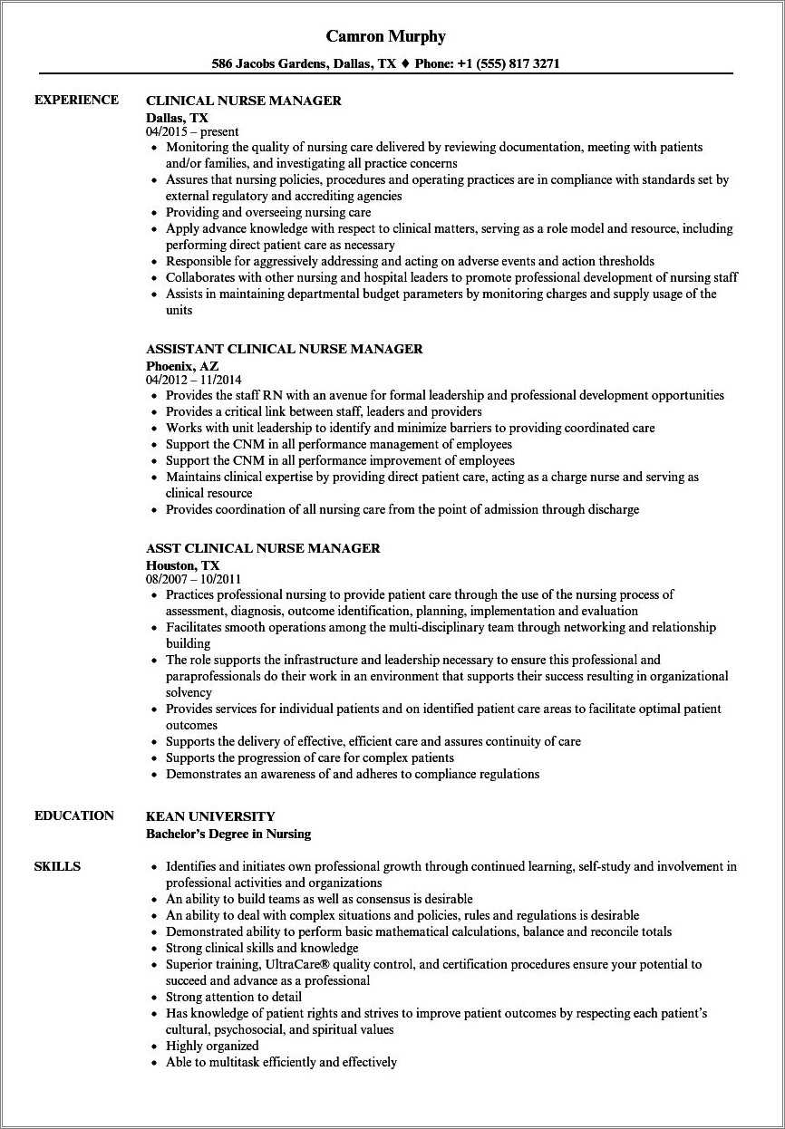 resume-for-assistant-nurse-manager-position-resume-example-gallery