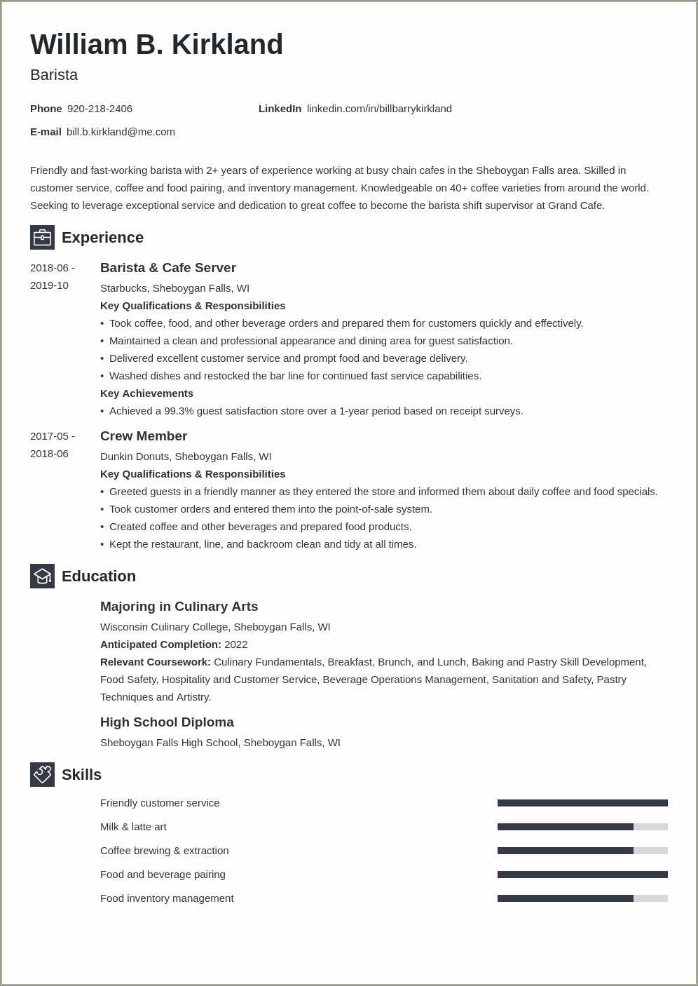 Resume For Barista With No Experience - Resume Example Gallery