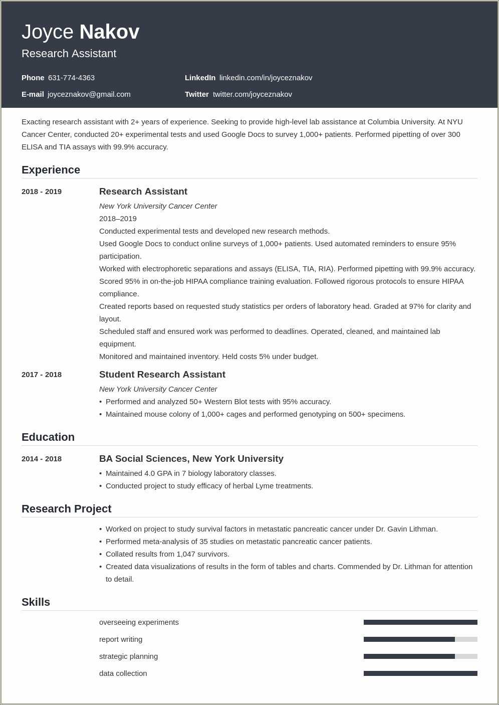 Resume For Bio Lab Assistant No Experience - Resume Example Gallery