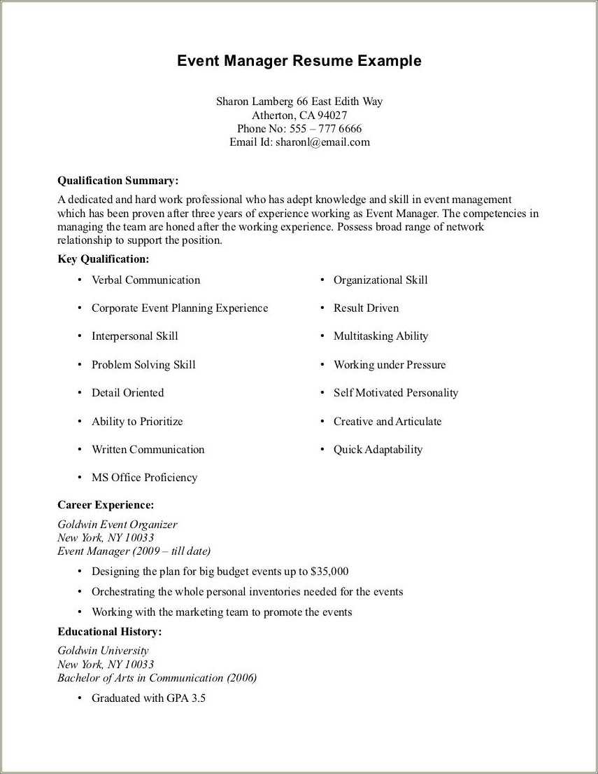 resume-for-event-management-student-resume-example-gallery