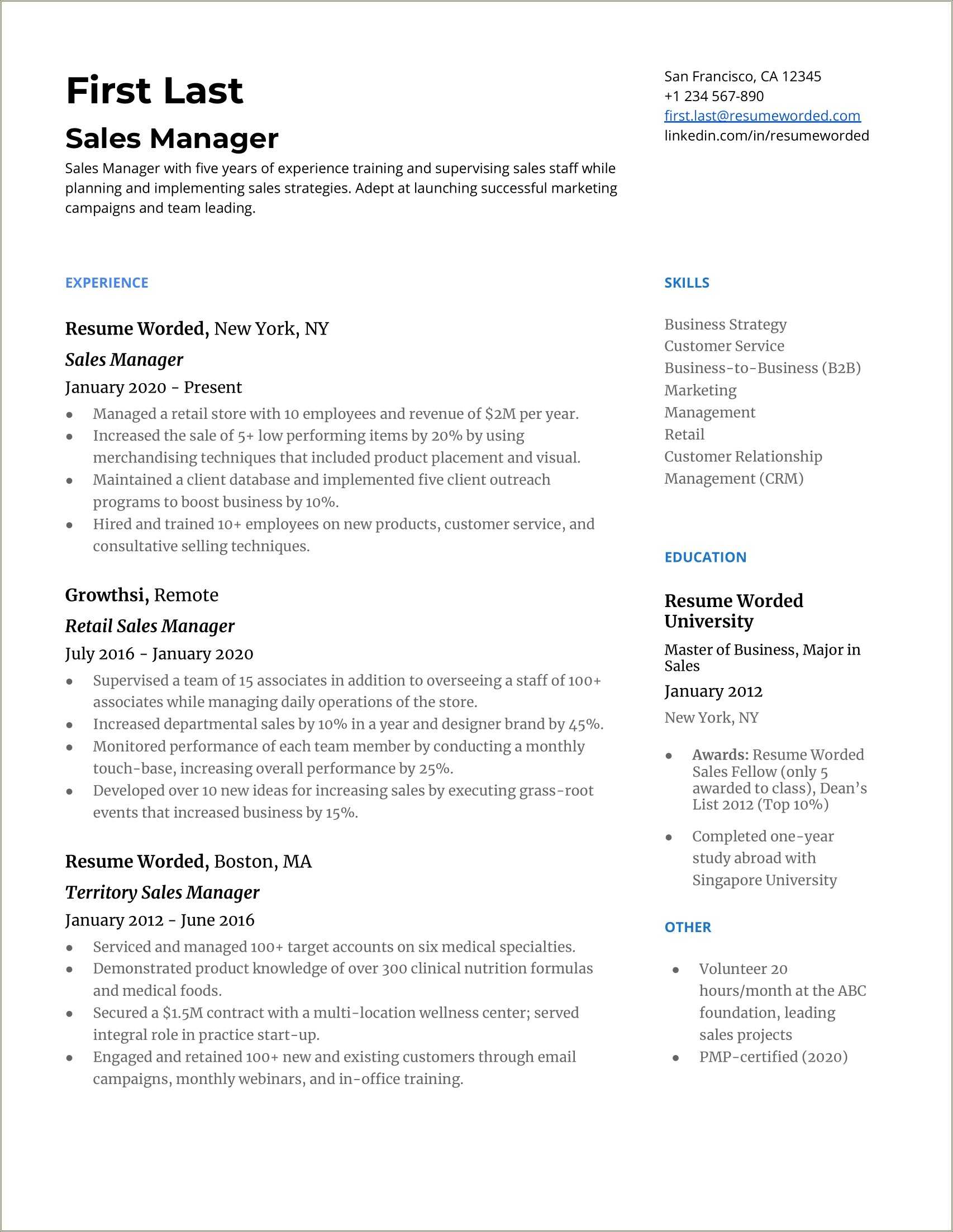 Best Resume For Senior Management Position