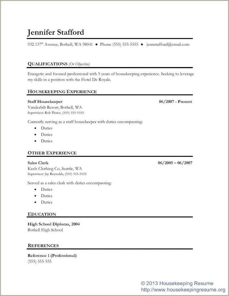 resume-for-housekeeper-with-no-experience-resume-example-gallery