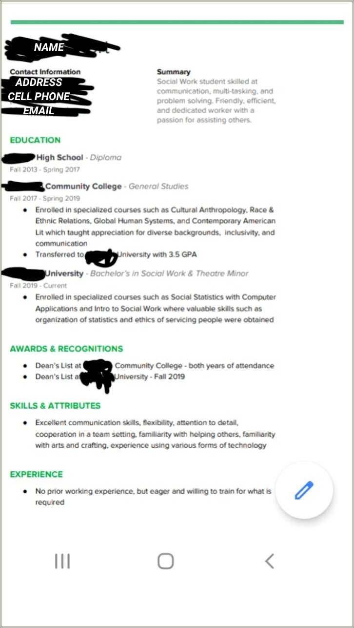 Resume For No Prior Work Experience Resume Example Gallery