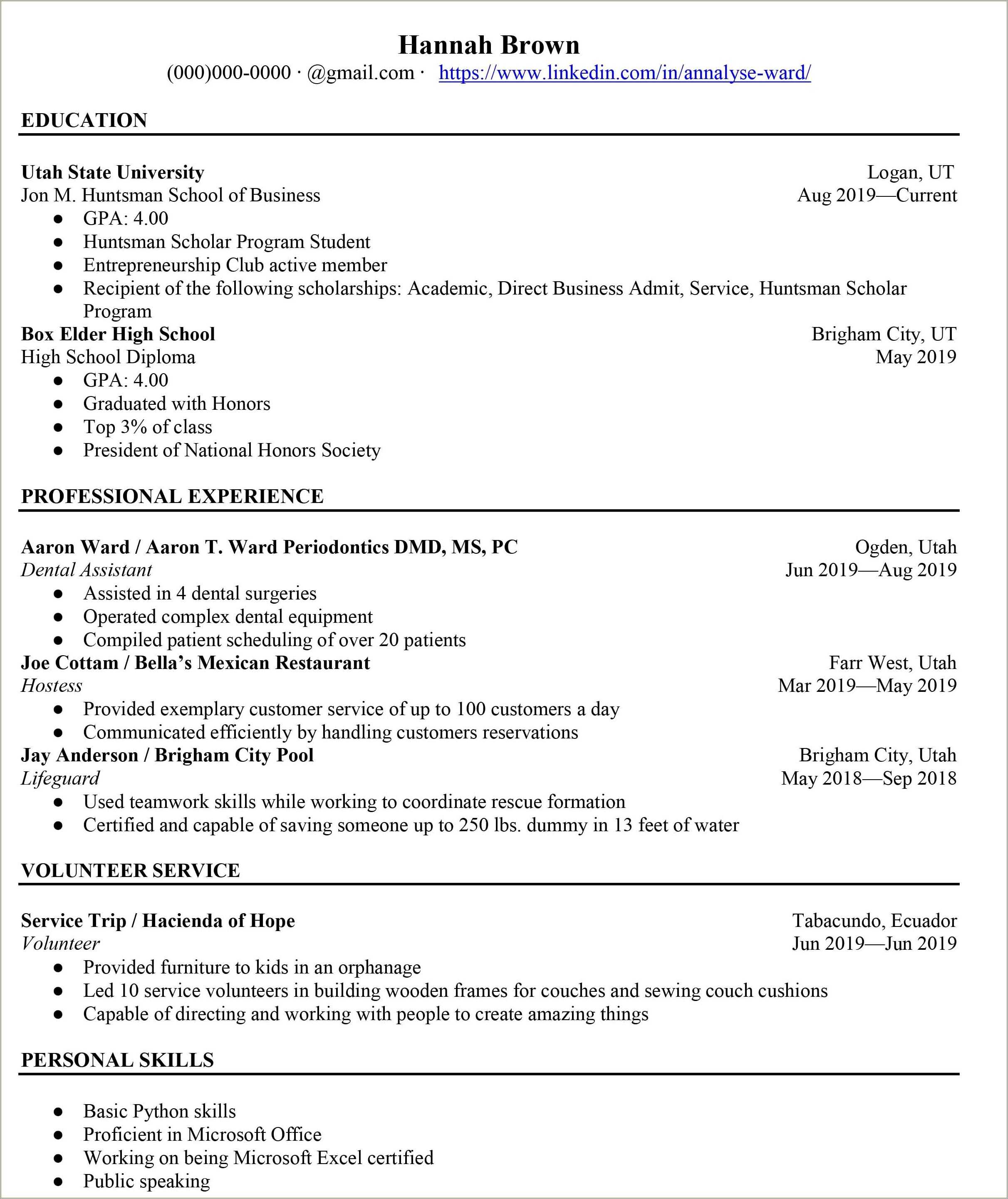 Resume For People With High School Diploma - Resume Example Gallery