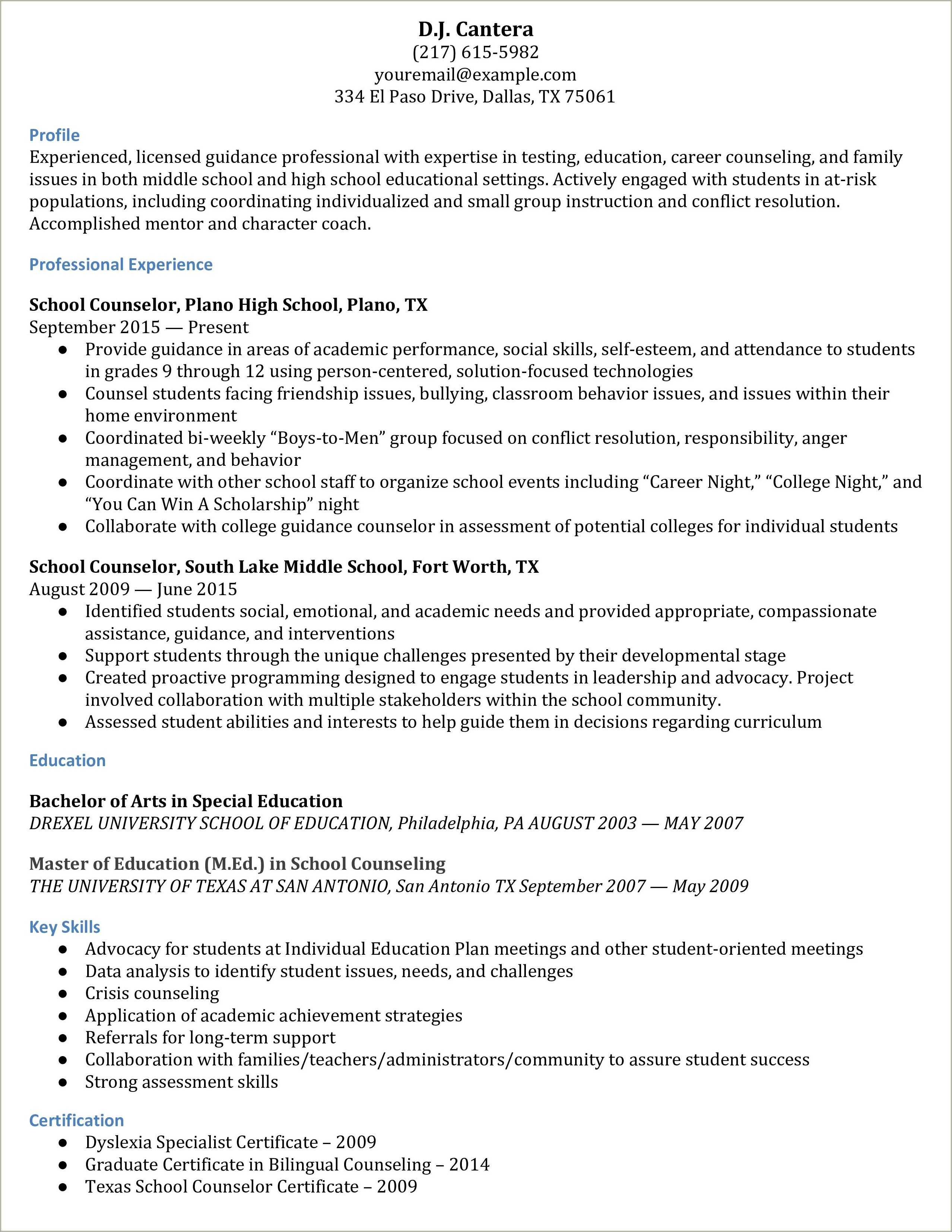 Resume For Professional Counseling Psychologist Template - Resume 