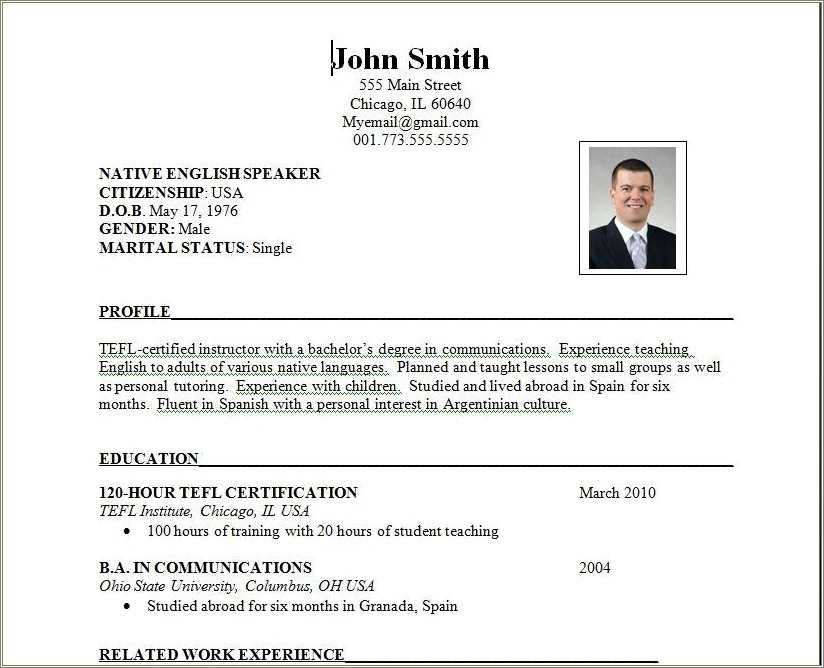 Resume Format For Abroad Job Word File Resume Example Gallery