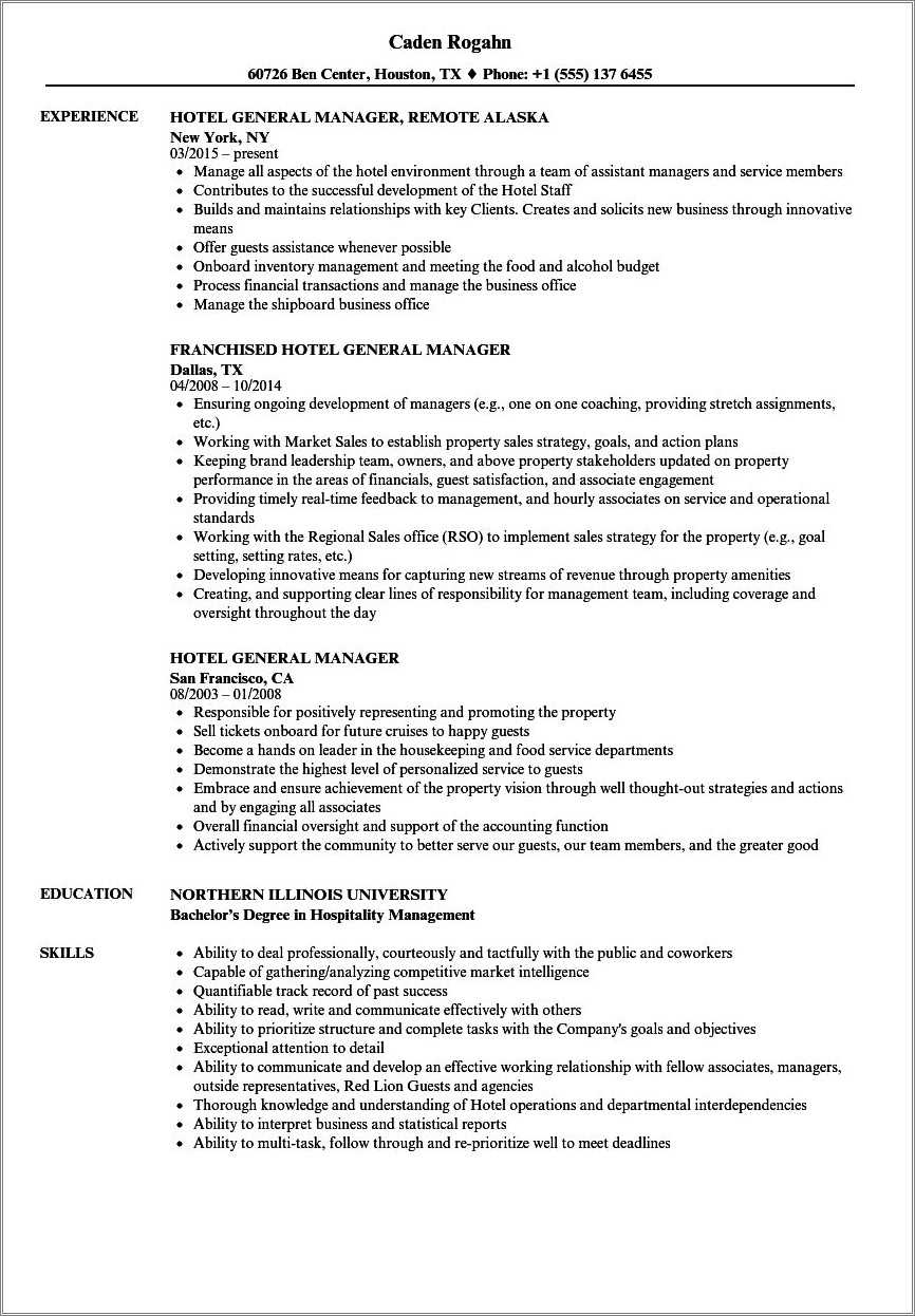 Resume General Manager Job Description Resume Example Gallery