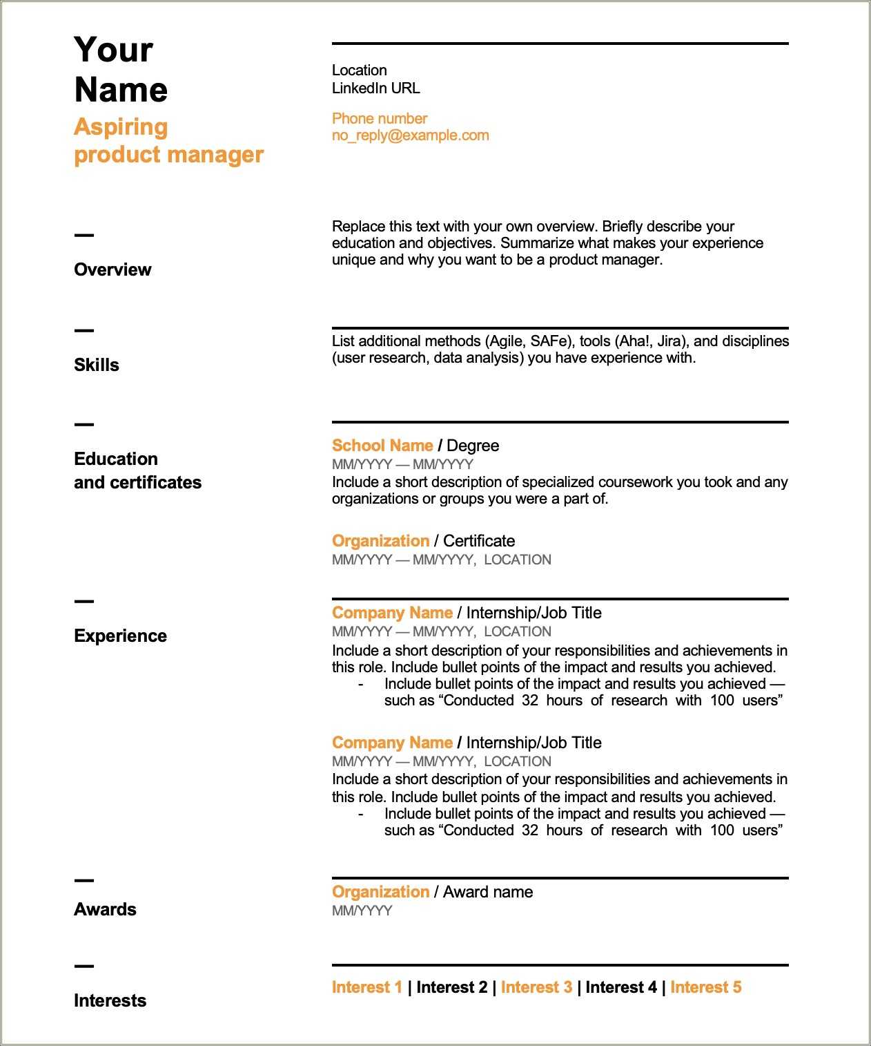 resume job description bullet points