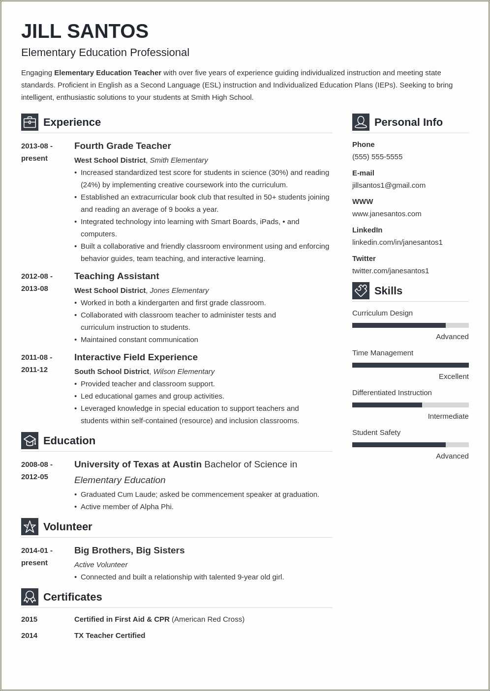 Resume Job Description For Teacher Resume Example Gallery