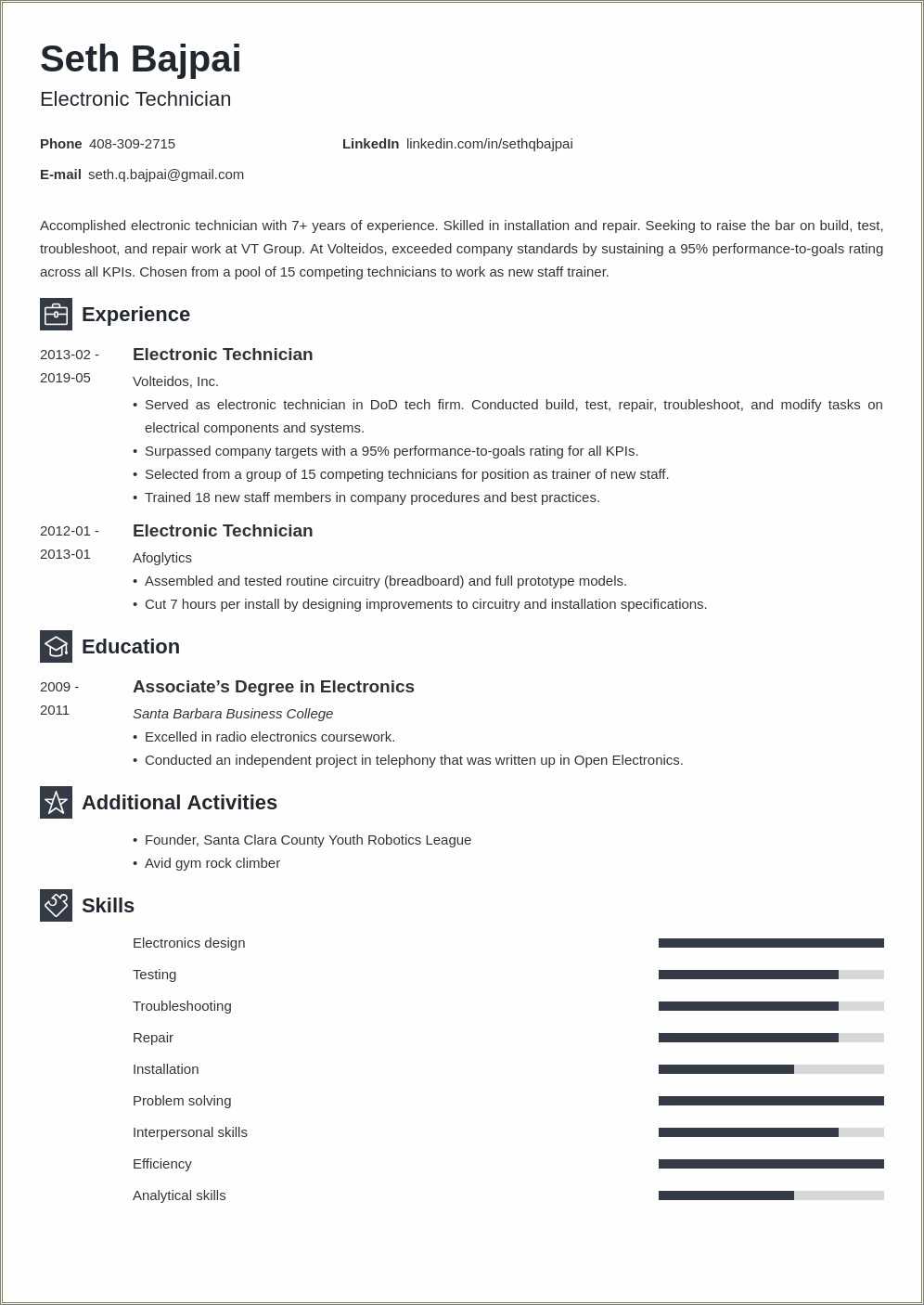 Resume Objective Examples Electronic Technician - Resume Example Gallery