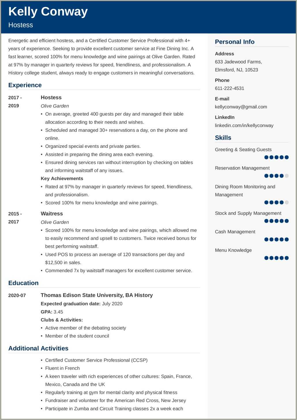 Sample Resume For Campground Host - Resume Example Gallery