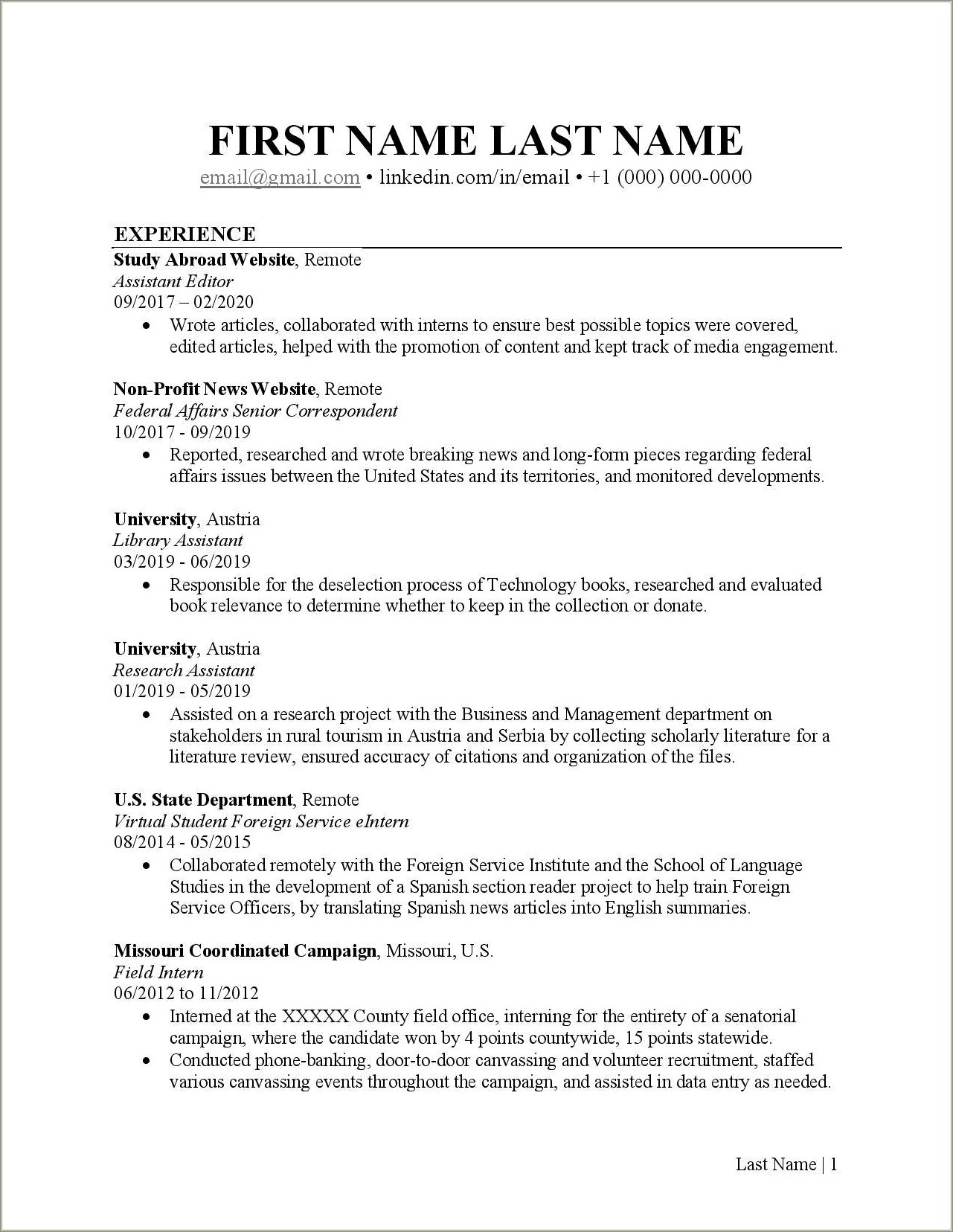 Resume Objective For International Relations Resume Example Gallery