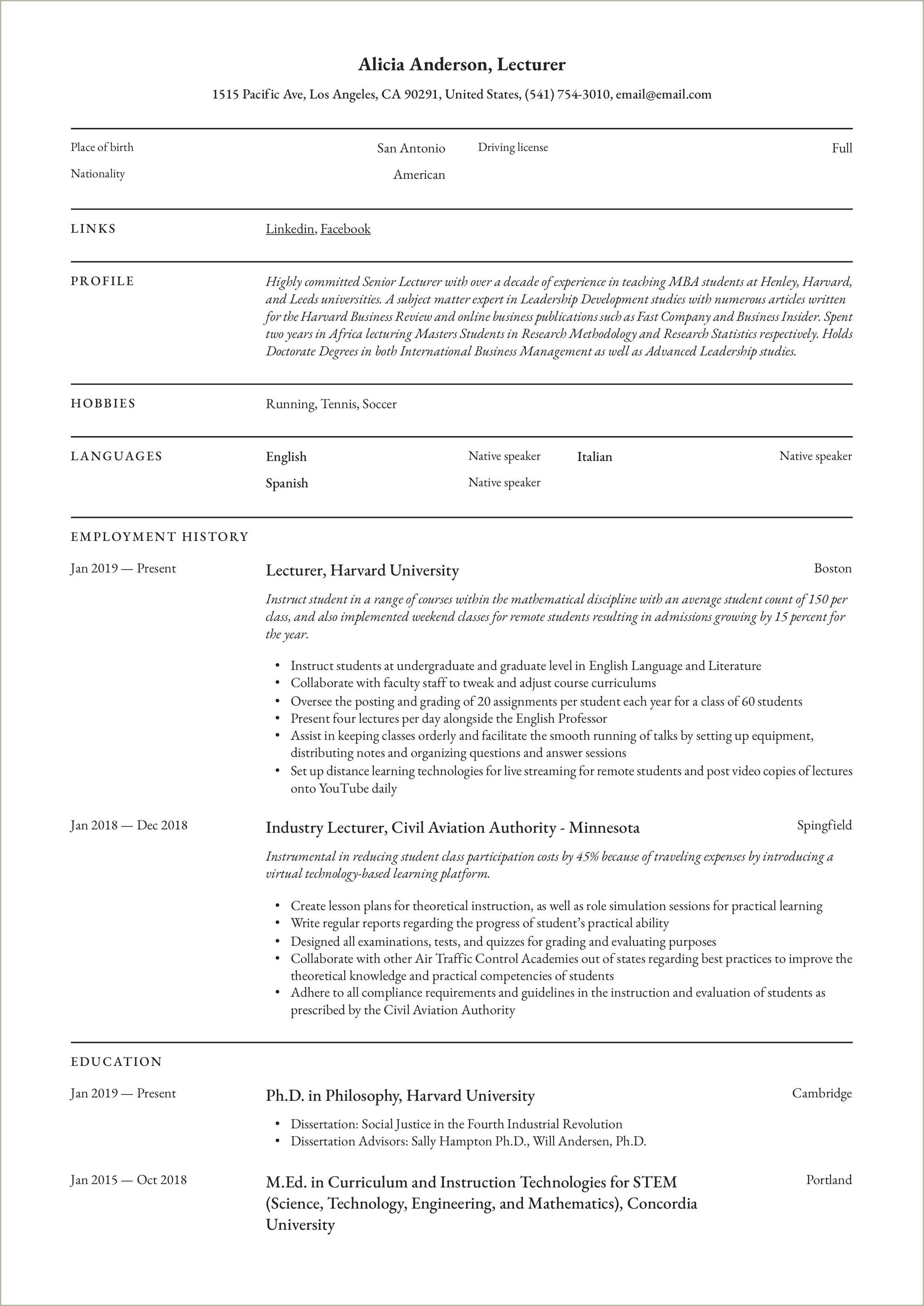 Resume Objective For Stem Student - Resume Example Gallery