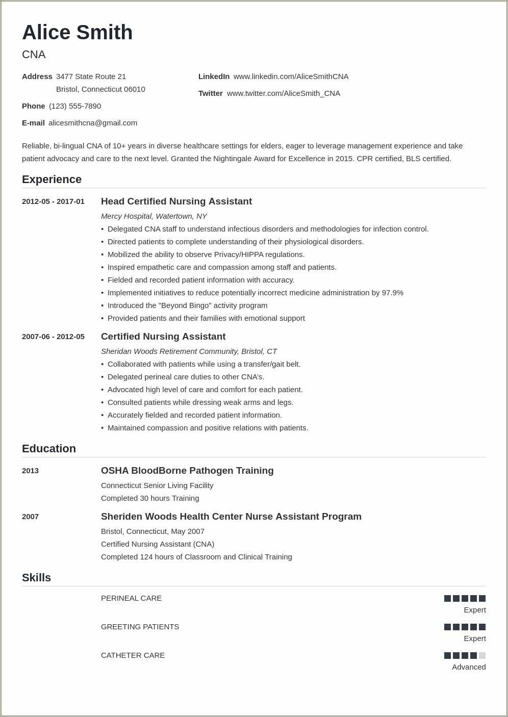 Resume Objective Nursing Assistant Examples Resume Example Gallery