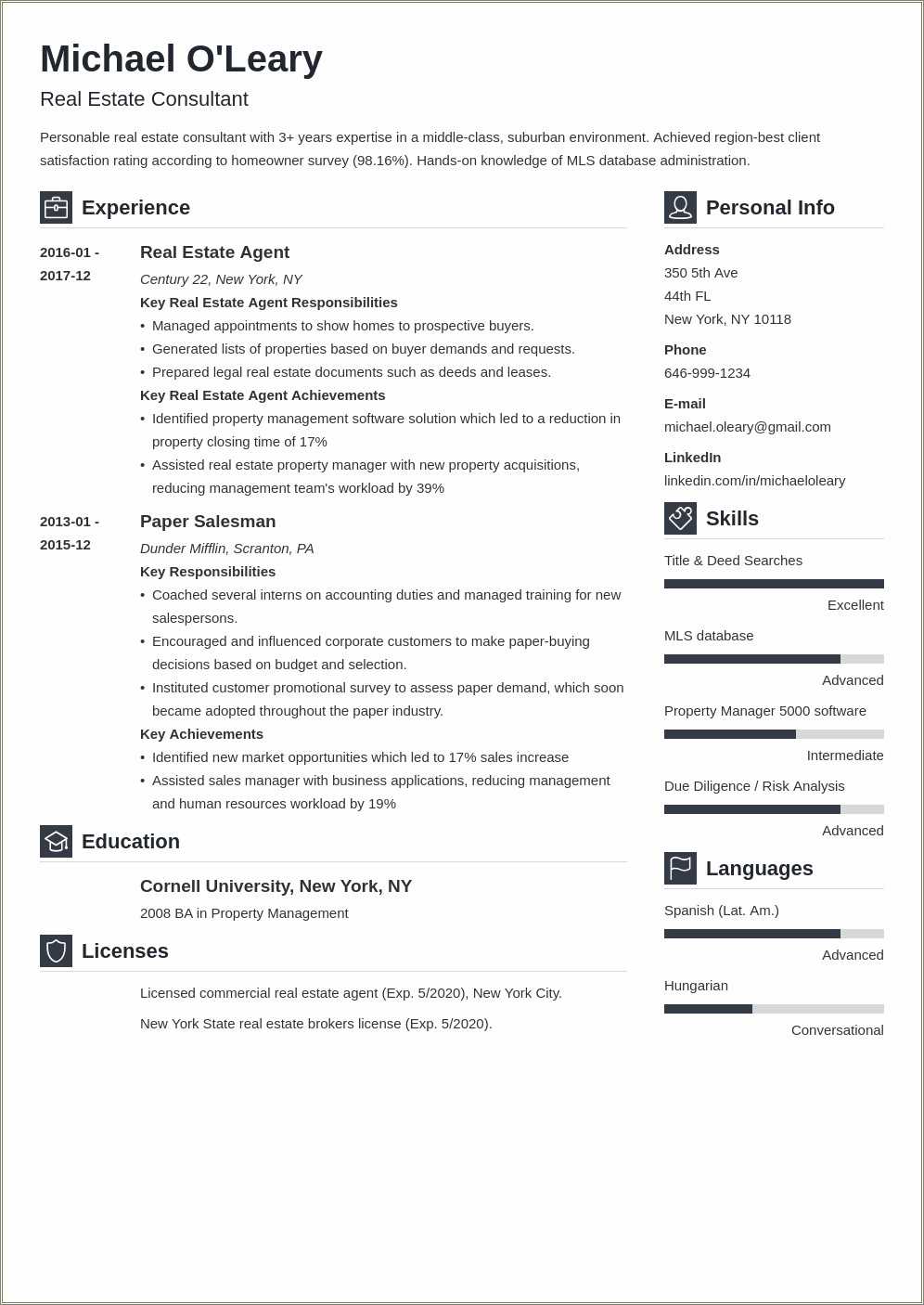 Real Estate Investment Analyst Resume Example - Resume Example Gallery