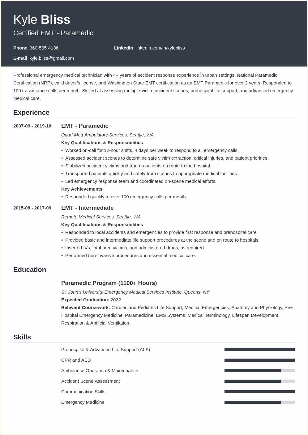 Resume Objectives For Paramedic Firefighter - Resume Example Gallery