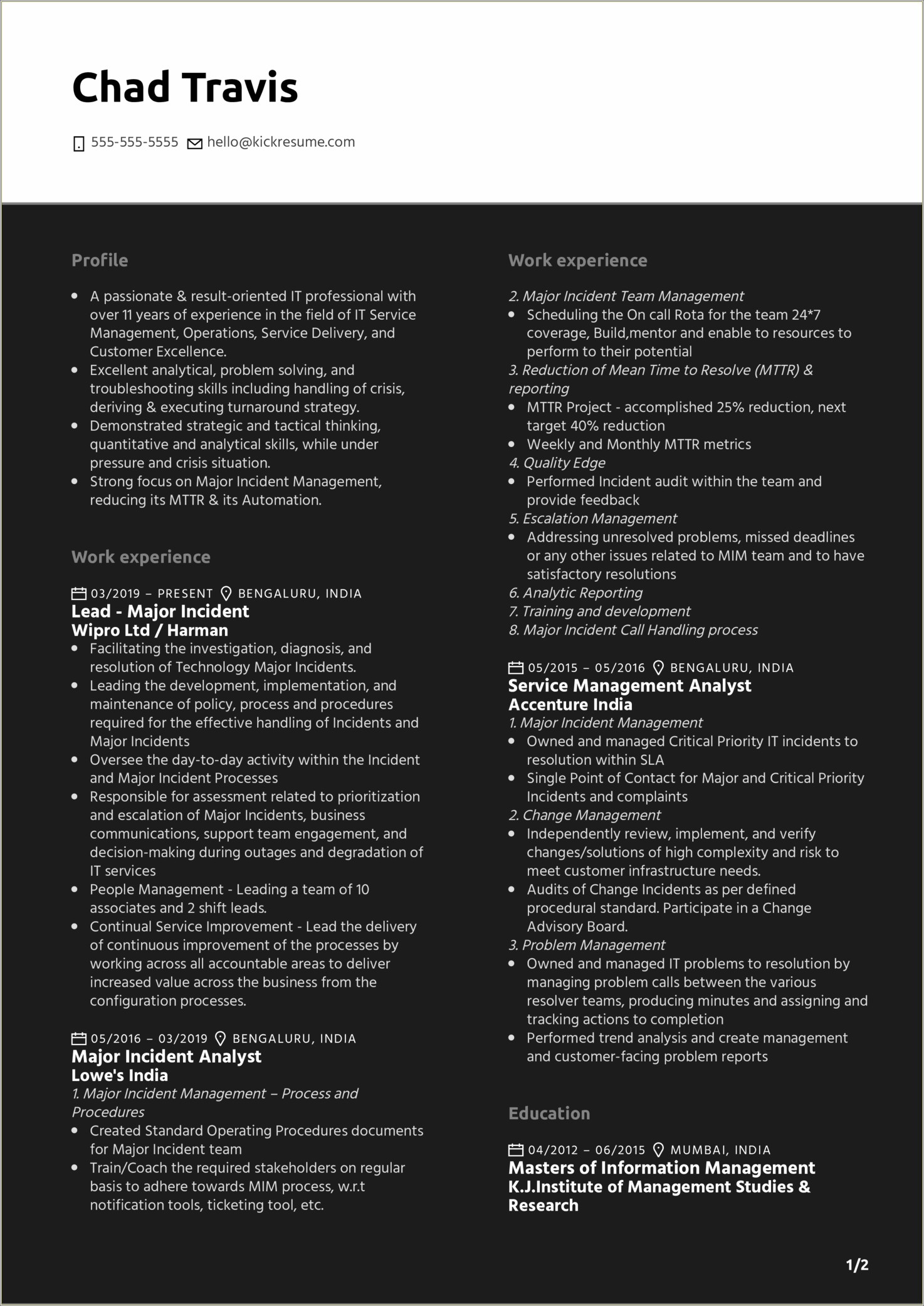 Resume Of Turnaround Project Manager Resume Example Gallery