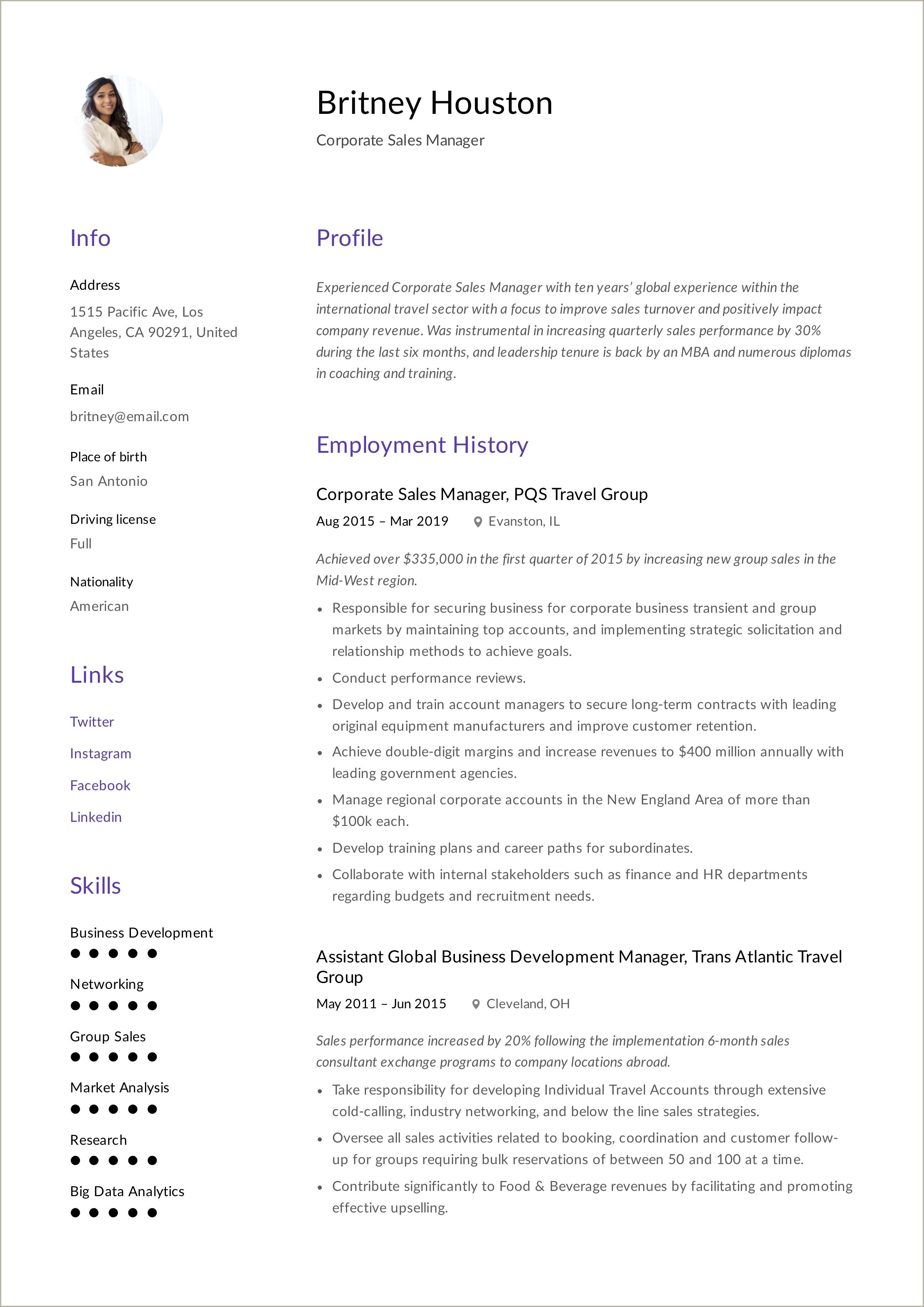 Sample Resume For Freight Forwarding Sales Manager - Resume Example Gallery