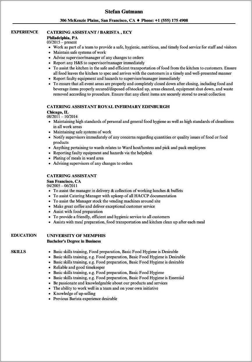 resume-sample-for-catering-job-resume-example-gallery