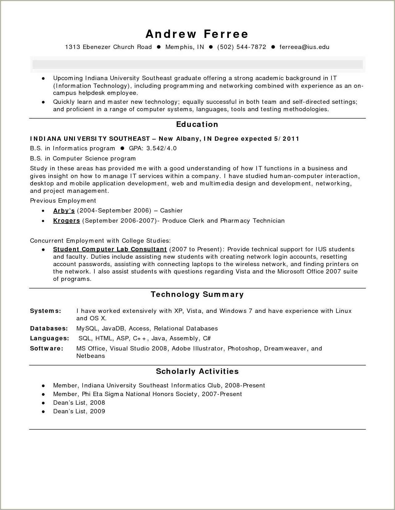 Information Technology Engineer Resume Sample