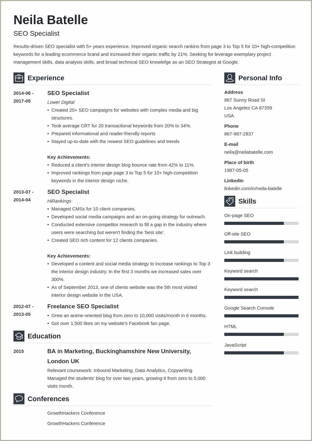 Resume Samples For Seo Managers - Resume Example Gallery