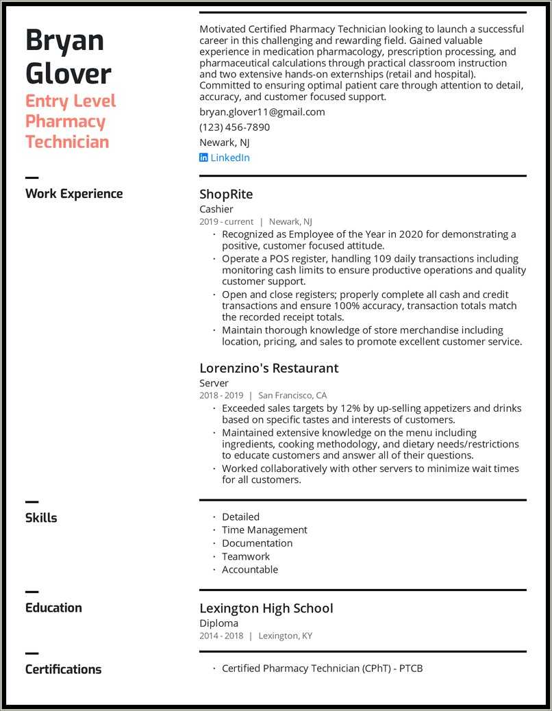 Skills For A Pharmacy Technician Resume - Resume Example Gallery