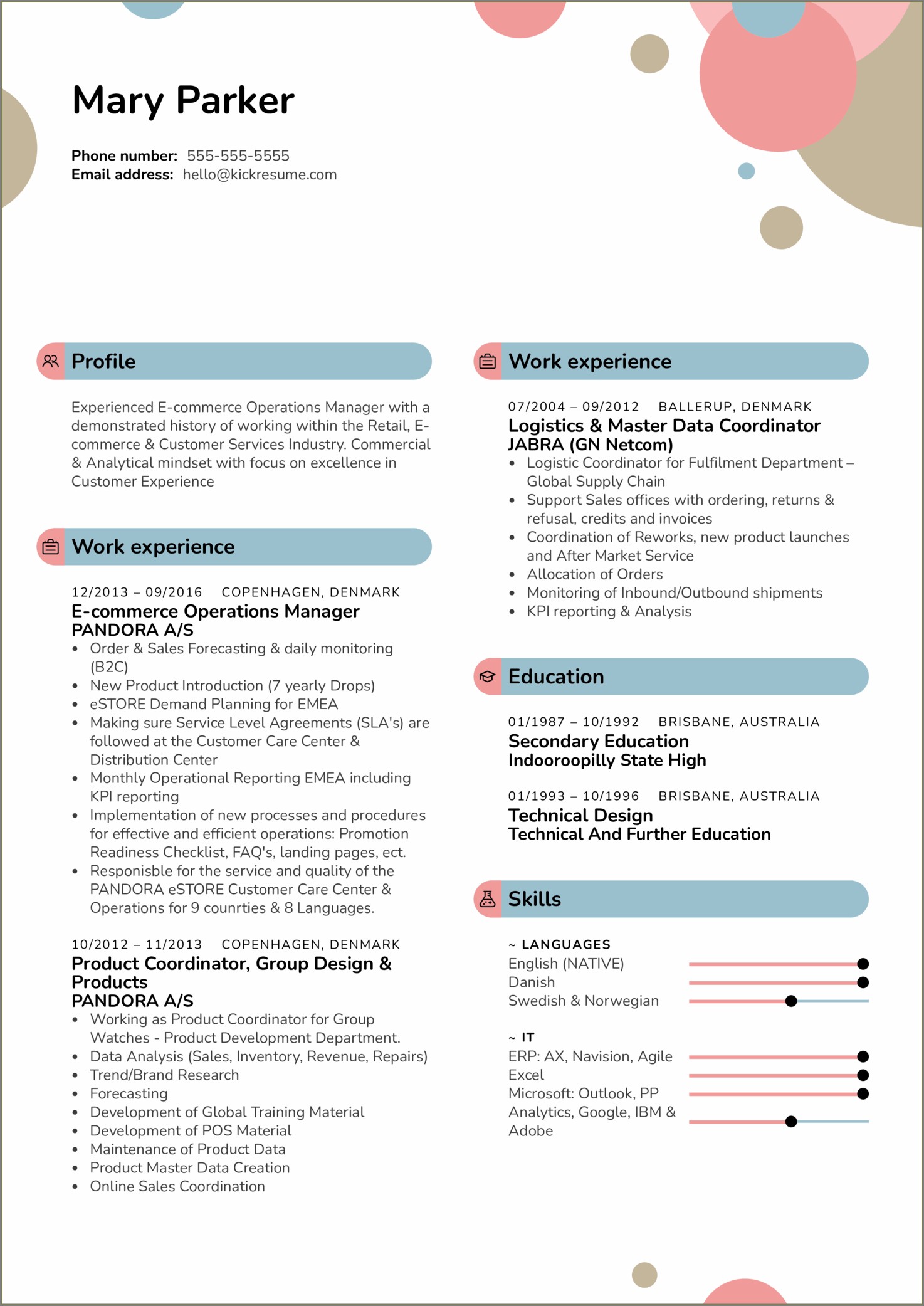 Retail Operations Manager Resume Sample - Resume Example Gallery