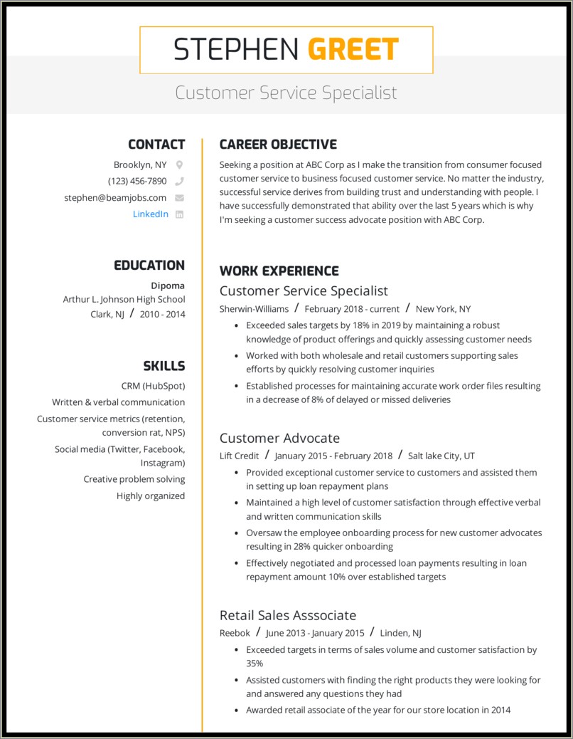 Sales Resume Examples Call Center - Resume Example Gallery