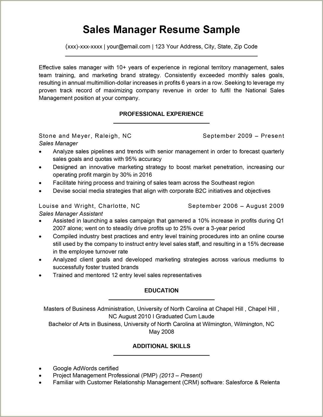 Sales Managing Director Resume Sample Resume Example Gallery