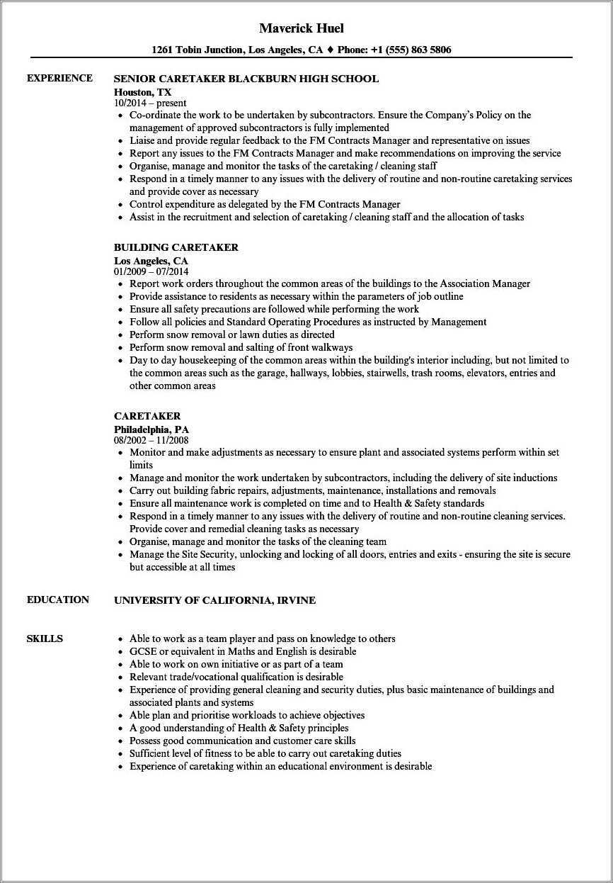 Sample Caregiver Resume No Experience - Resume Example Gallery