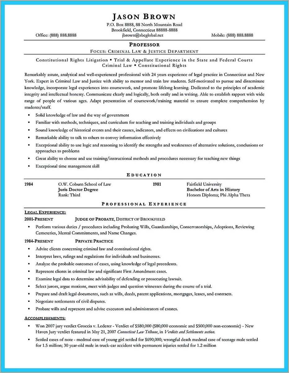 Sample Criminal Justice Resume Summary - Resume Example Gallery