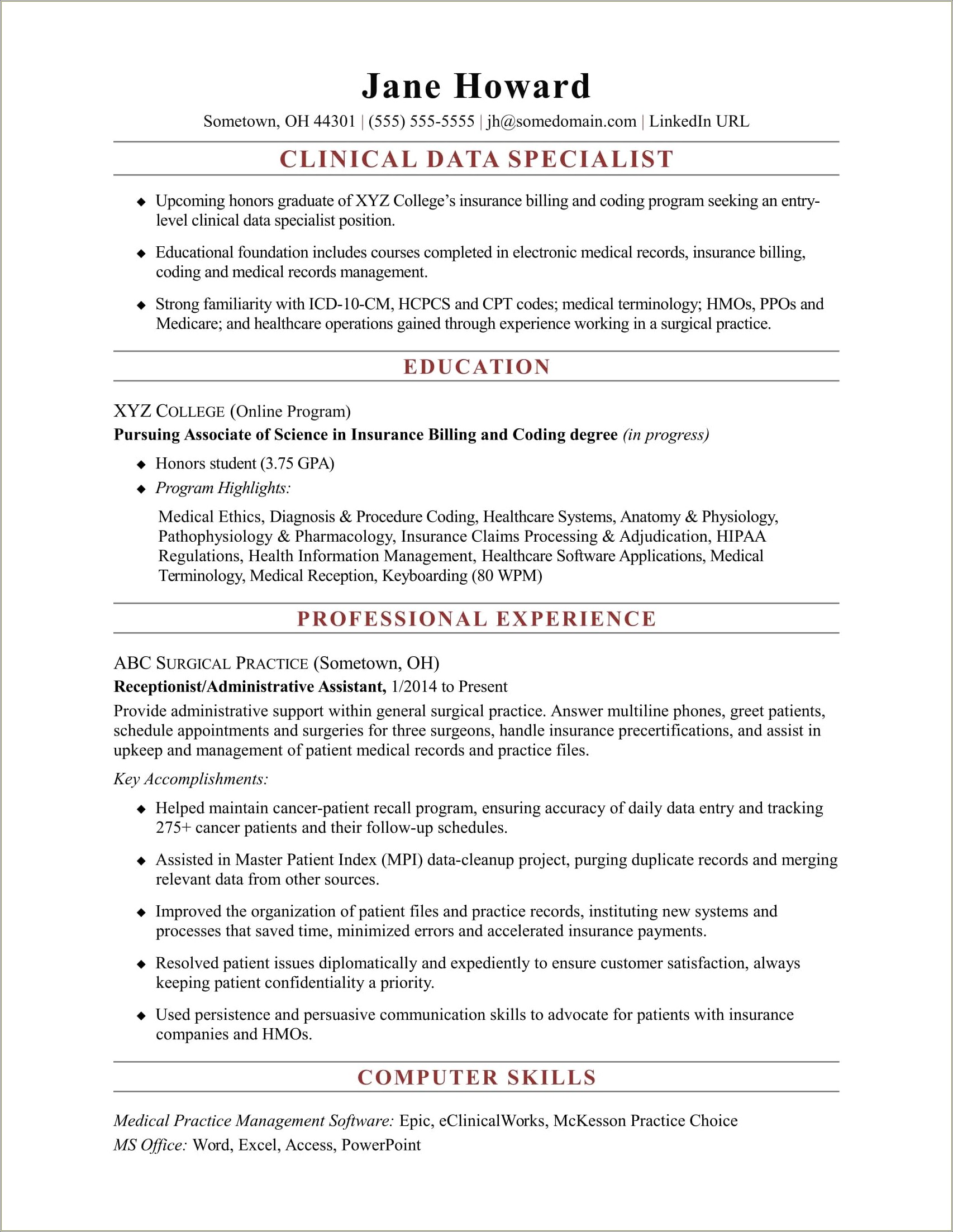 sample-ehr-database-professional-resume-resume-example-gallery