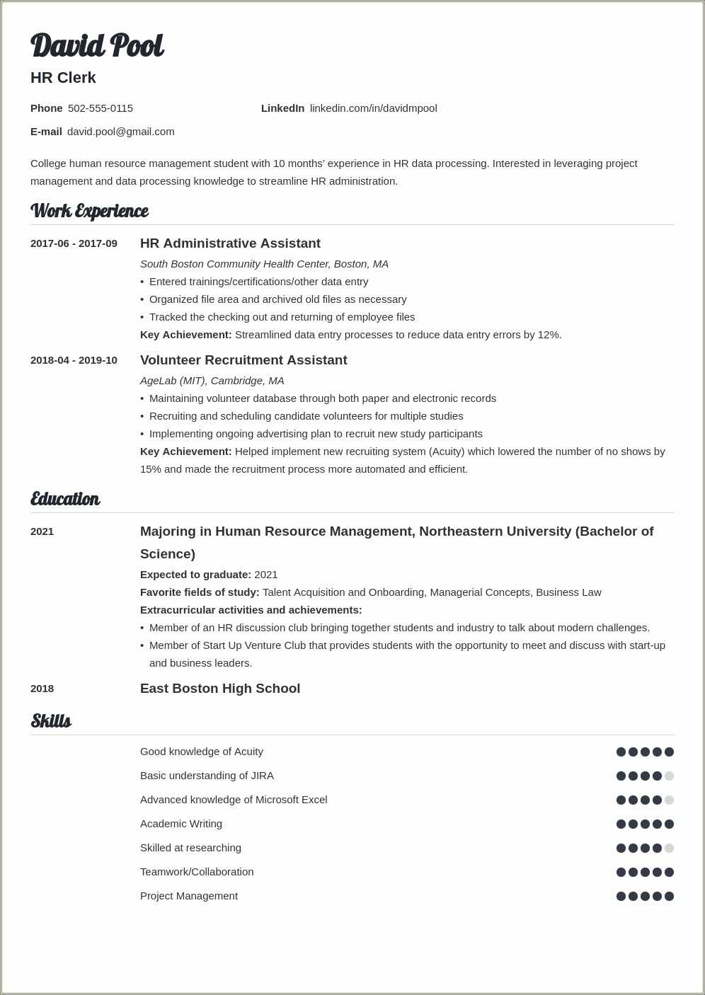 Sample High School Freshman Resume - Resume Example Gallery